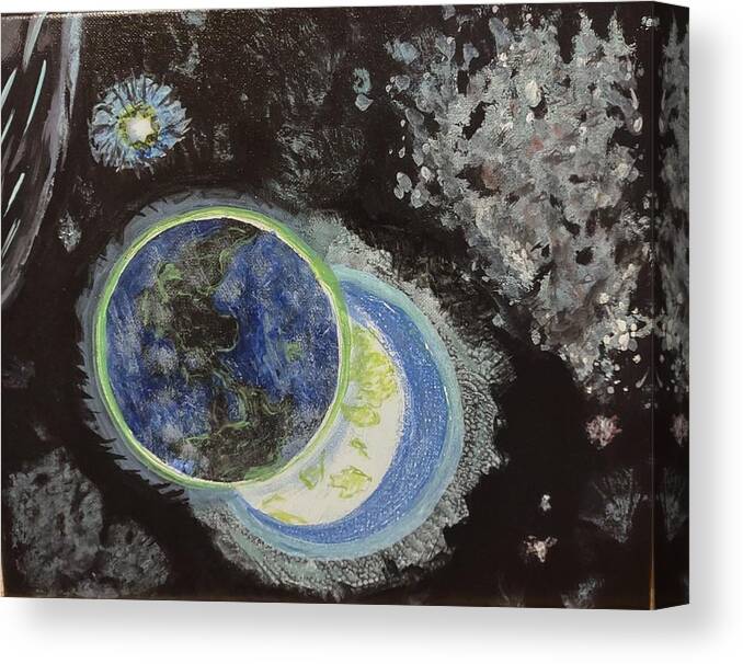 Space Canvas Print featuring the painting Space Odessey by Suzanne Berthier