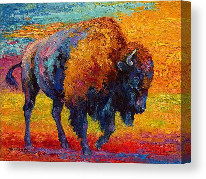 Bison Canvas Print featuring the painting Spirit Of The Prairie by Marion Rose