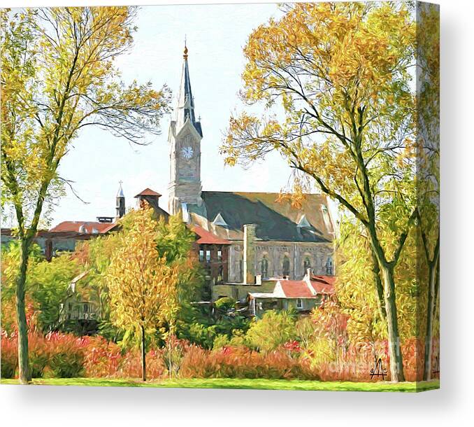 St. May's Catholic Church Canvas Print featuring the digital art St. Mary's Church by Stacey Carlson