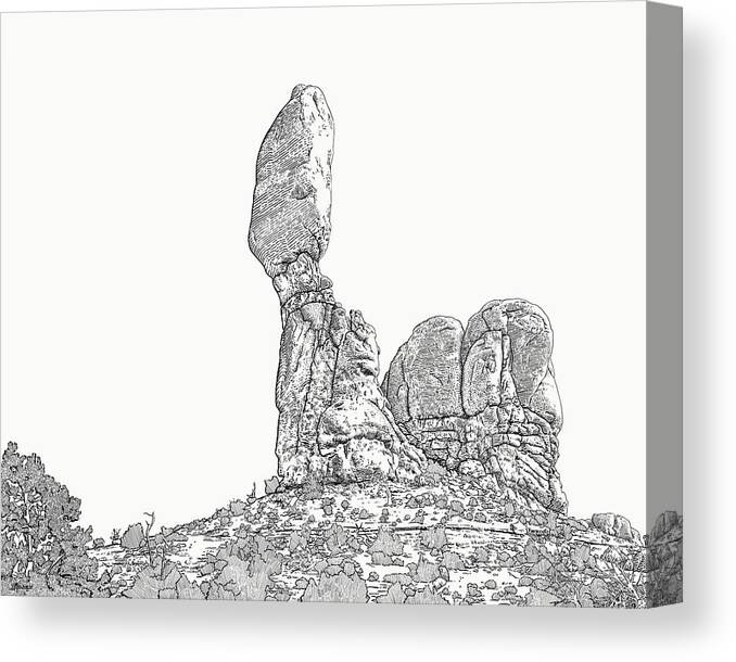 Balanced Canvas Print featuring the digital art Standing Tall BW by Rick Adleman