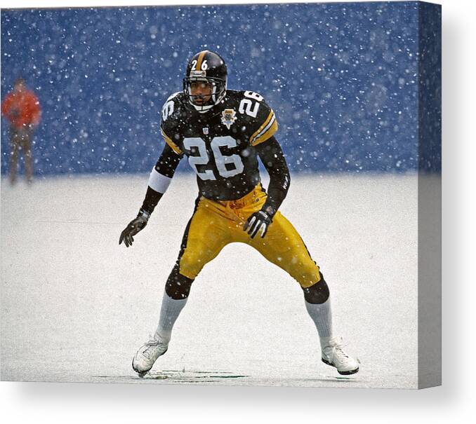 People Canvas Print featuring the photograph Steelers Rod Woodson by George Gojkovich