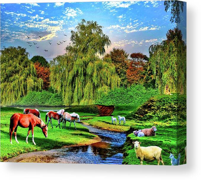 Psalm 23 Canvas Print featuring the digital art Still Waters by Norman Brule