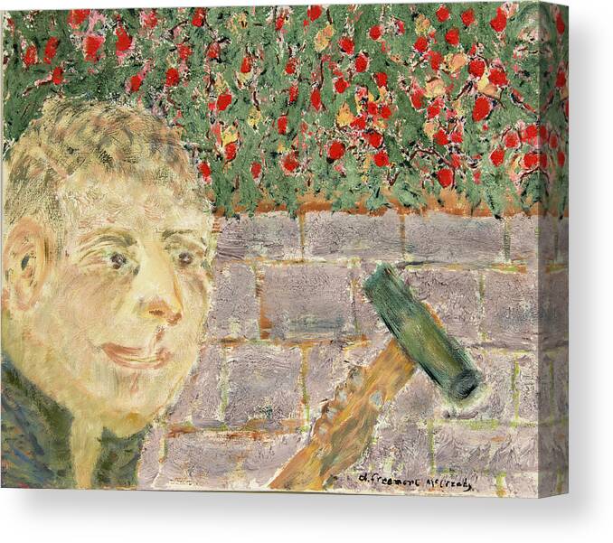 Tools Craftsman Canvas Print featuring the painting Stone Mason with his Hammer by David McCready