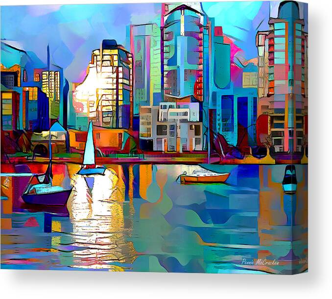 Manhatan Canvas Print featuring the digital art Summer In The City by Pennie McCracken