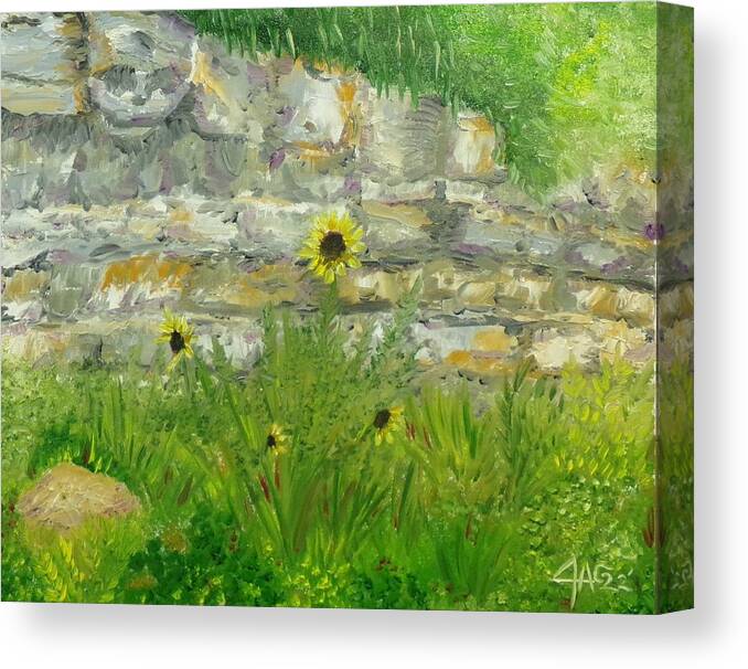 Art Canvas Print featuring the painting Sunflower Cliff by The GYPSY