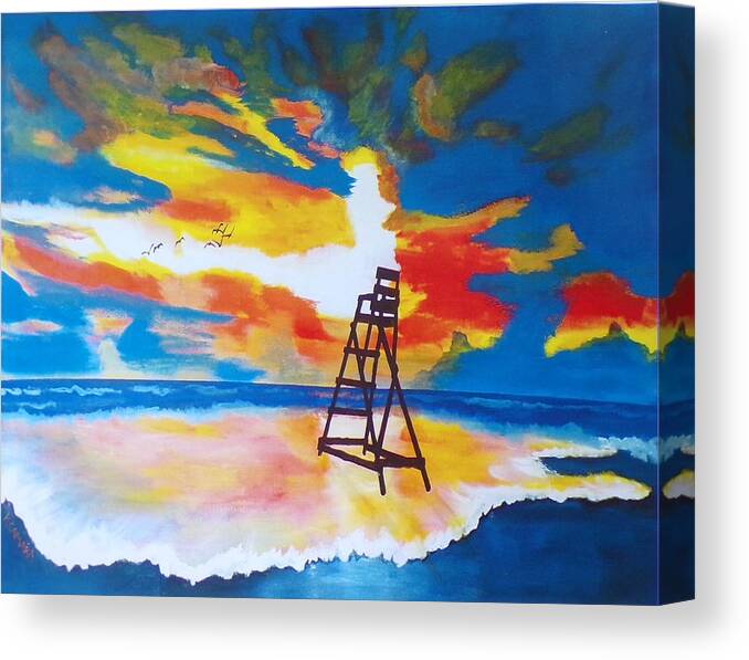 Seascape Canvas Print featuring the painting Sunrise Before the Storm by Kathie Camara