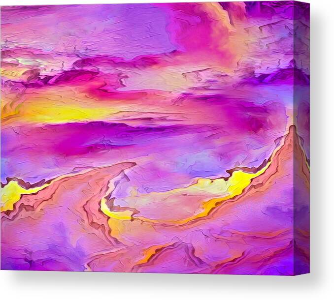 Sunset Canvas Print featuring the digital art Sunset cliff view calling by Silver Pixie