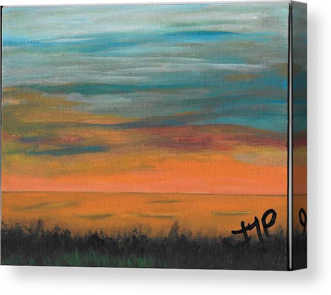 Sun Canvas Print featuring the painting Sunset Overseas by Esoteric Gardens KN