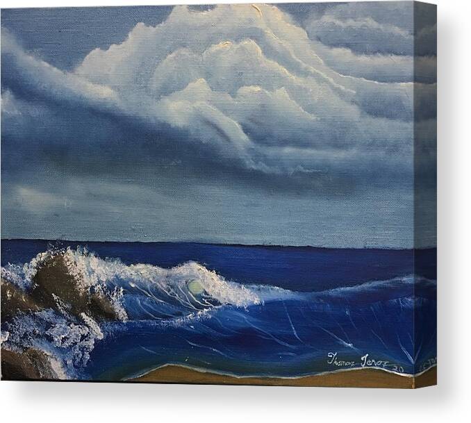 Oil Painting Canvas Print featuring the painting Surf's Up by Thomas Janos