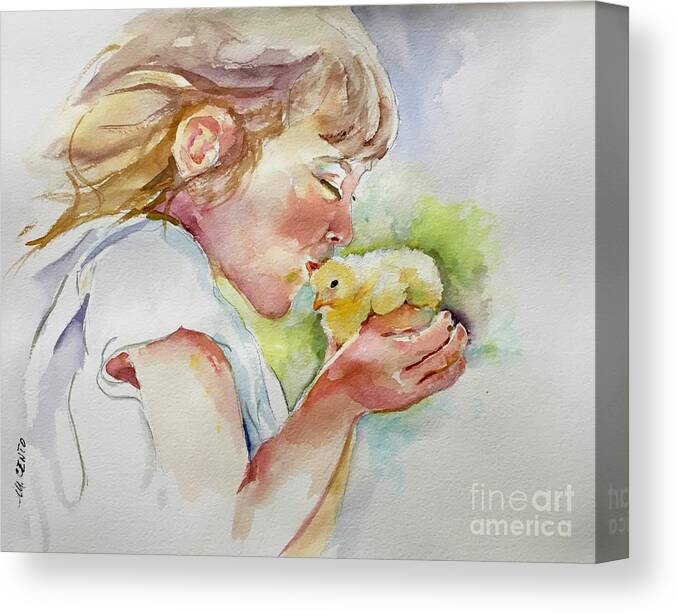 Little Girl Canvas Print featuring the painting Sweet Love by Mafalda Cento