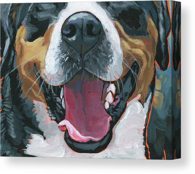 Swissie Canvas Print featuring the painting Swissie Mask by Nadi Spencer