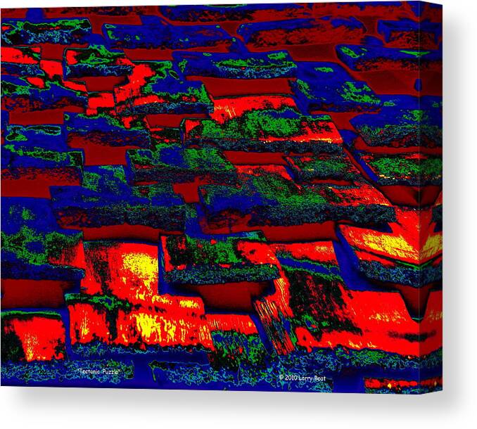 Tectonic Canvas Print featuring the digital art Tectonic Puzzle by Larry Beat
