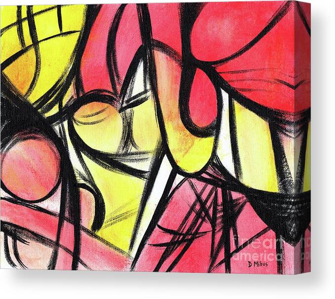 Retro Abstract Canvas Print featuring the painting Temperature is Rising Abstract by Donna Mibus