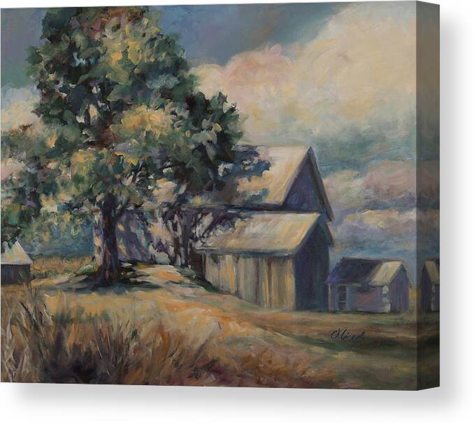 Barn Canvas Print featuring the painting The Barn at the Corner by Carol Klingel