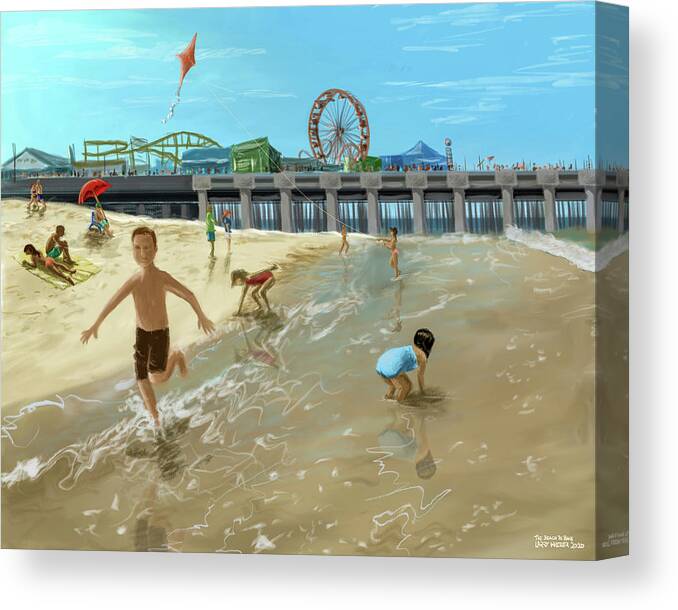 Beach Canvas Print featuring the digital art The Beach Is Back by Larry Whitler