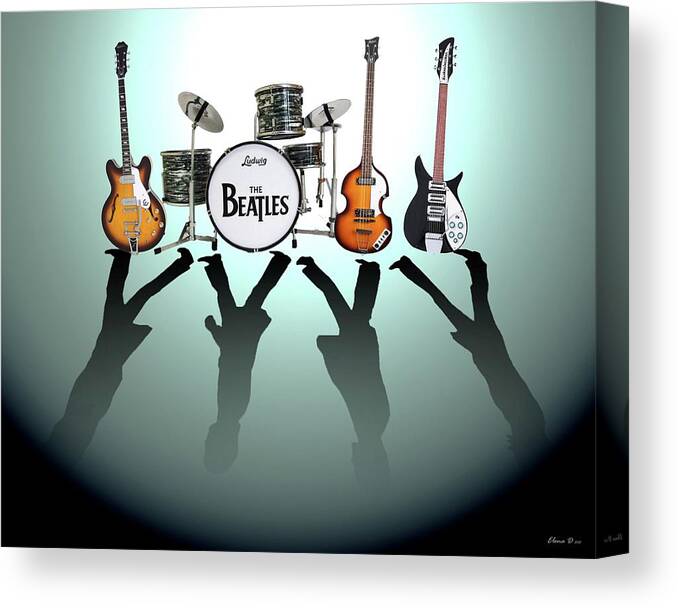 The Beatles Canvas Print featuring the digital art The Beatles by Yelena Day