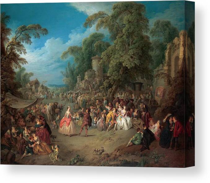 Tree Canvas Print featuring the drawing The Fair at Bezons ca art by Jean Baptiste Pater French