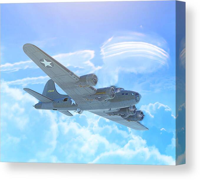 B-17 Canvas Print featuring the digital art The Great Bird at War by Hangar B Productions