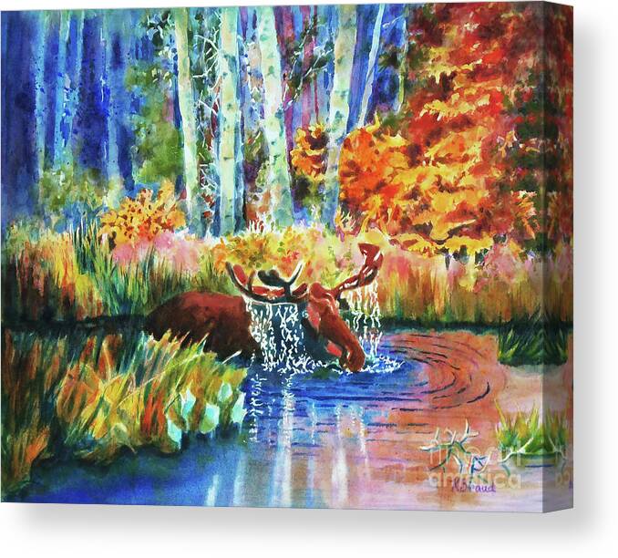 Moose Canvas Print featuring the painting The Last Rays by Kathy Braud