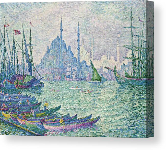  Golden Canvas Print featuring the painting The Minarets by Paul Signac by Mango Art