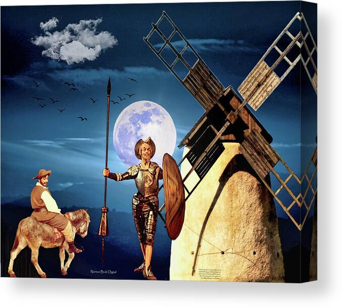 Don Quixote Canvas Print featuring the digital art The Noble Pose by Norman Brule