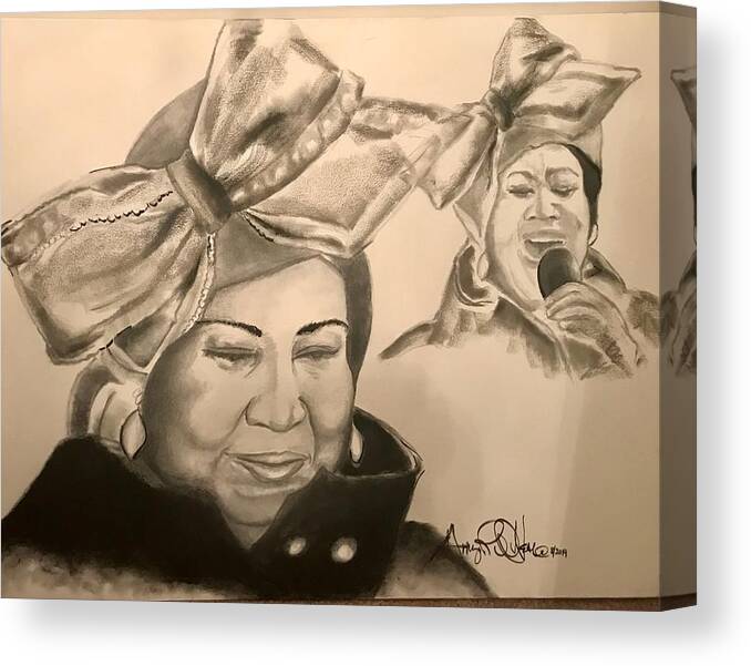  Canvas Print featuring the drawing The Queen by Angie ONeal