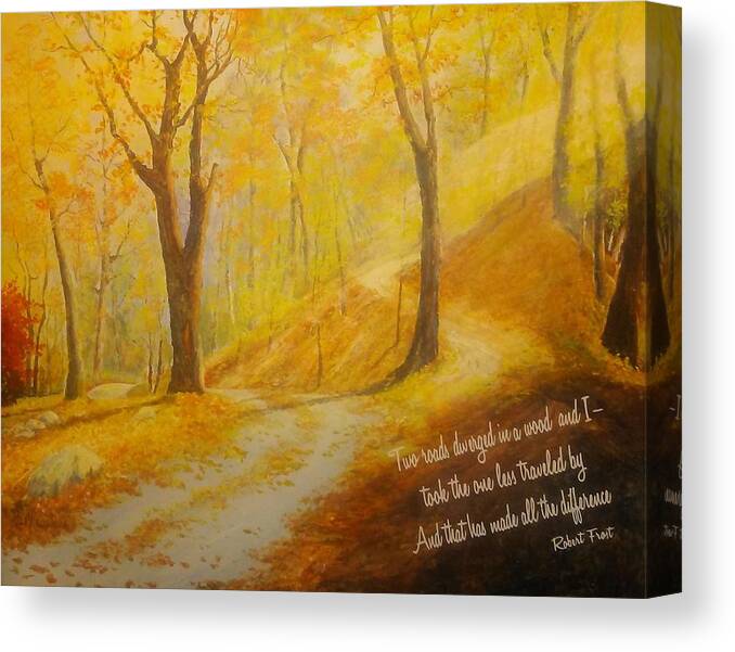 New England Canvas Print featuring the painting The Road Less Taken by ML McCormick