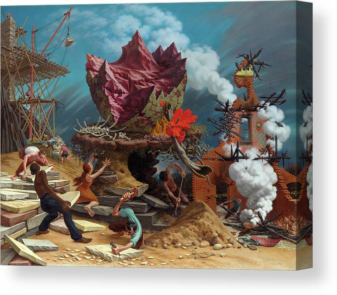 Peter Blume Canvas Print featuring the painting The Rock by Peter Blume