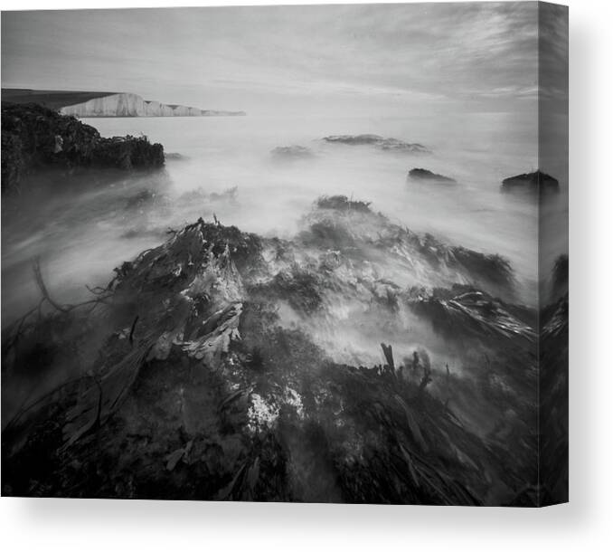  Canvas Print featuring the photograph The Seven sisters, low tide by Will Gudgeon