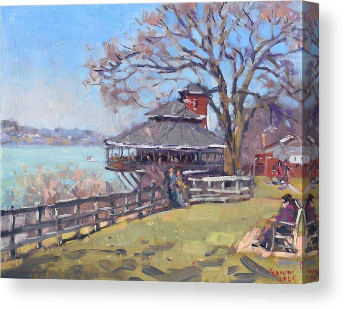 The Silo Canvas Print featuring the painting The Silo Restaurant in Lewiston by Ylli Haruni