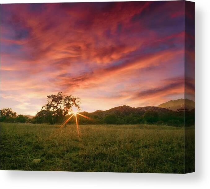 Sunset Canvas Print featuring the photograph The Sky is Ablaze with Sunset Colors 3 by Lindsay Thomson