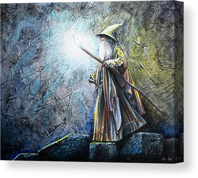 Wizard Canvas Print featuring the drawing The Wizard by Aaron Spong