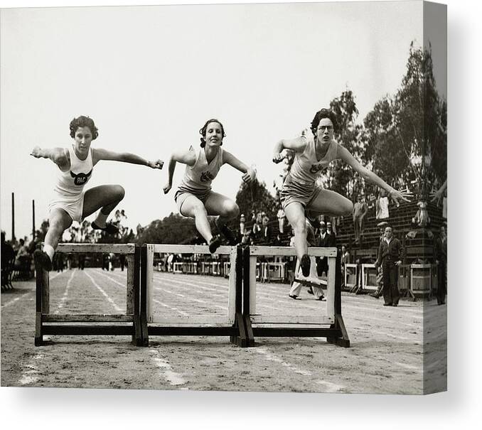 Women Canvas Print featuring the photograph Three Hurdlers in 1932 Summer Olympic Games by Unknown