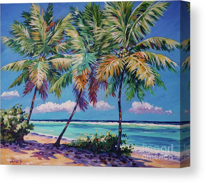 Art Canvas Print featuring the painting Three Palms- East End by John Clark