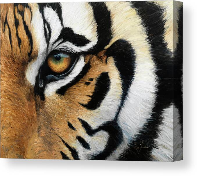 Tiger Canvas Print featuring the painting Tiger Eye by Lucie Bilodeau