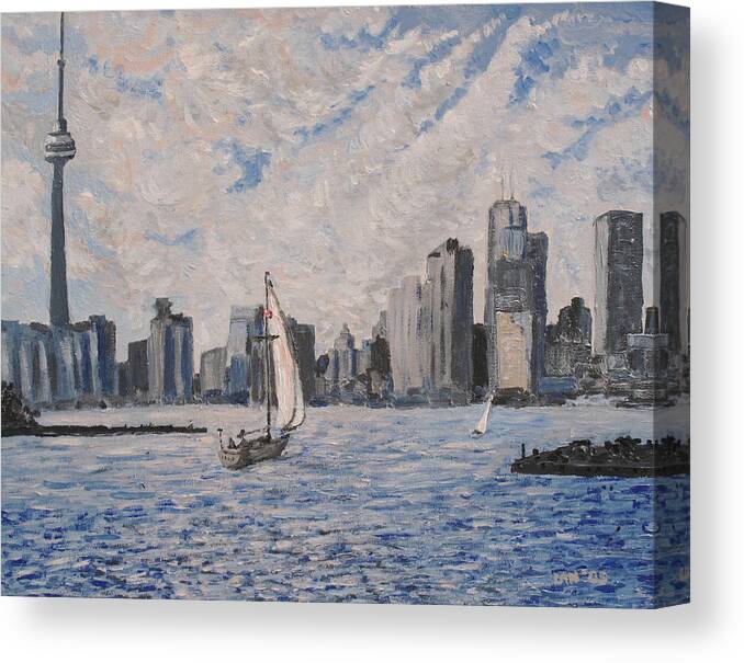 Toronto Canvas Print featuring the painting Toronto Harbor East Gap by Ian MacDonald