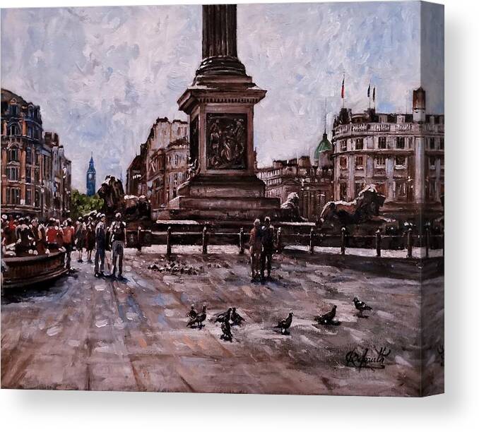  Canvas Print featuring the painting Trafalgar Square, London by Raouf Oderuth