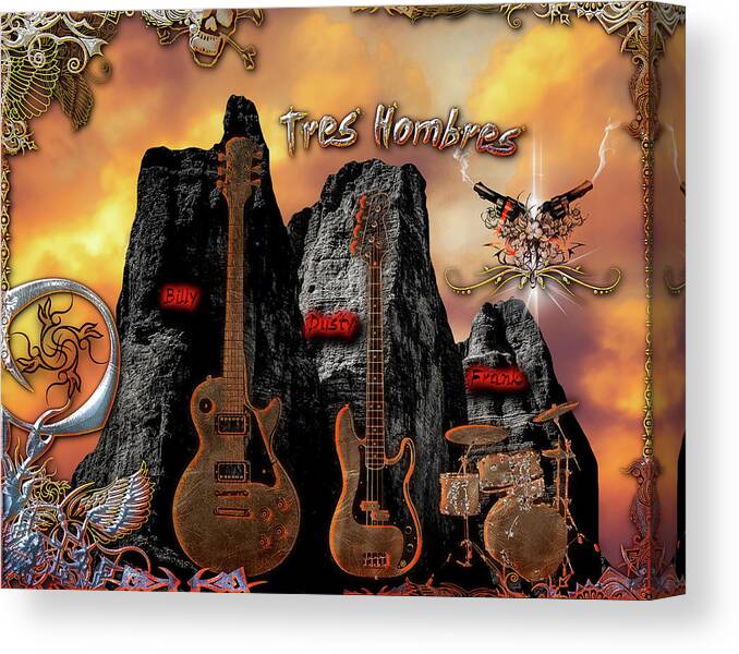 Tres Hombres Canvas Print featuring the digital art Tres Hombres by Michael Damiani