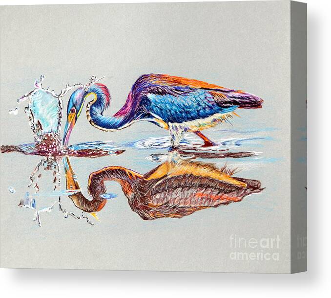 Heron Canvas Print featuring the painting Tri-Colored Heron by Maria Barry