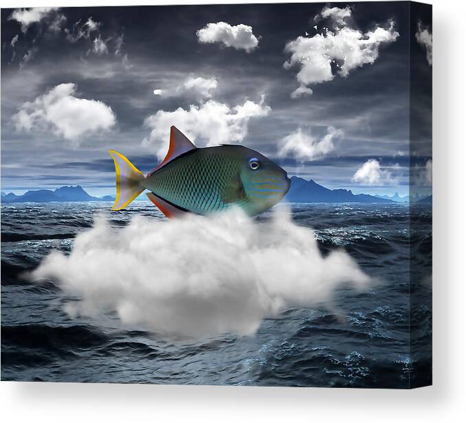 Triggerfish Canvas Print featuring the mixed media Triggerfish Out Of Water by Marvin Blaine