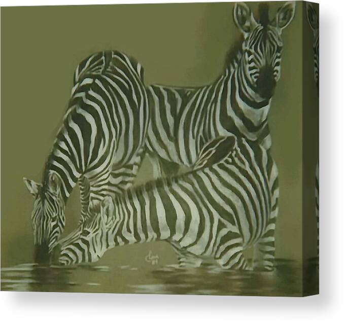 Herbivore Canvas Print featuring the pastel Triplets by Barbara Keith