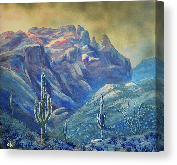 Tucson Canvas Print featuring the painting Tucson Winter Landscape by Chance Kafka