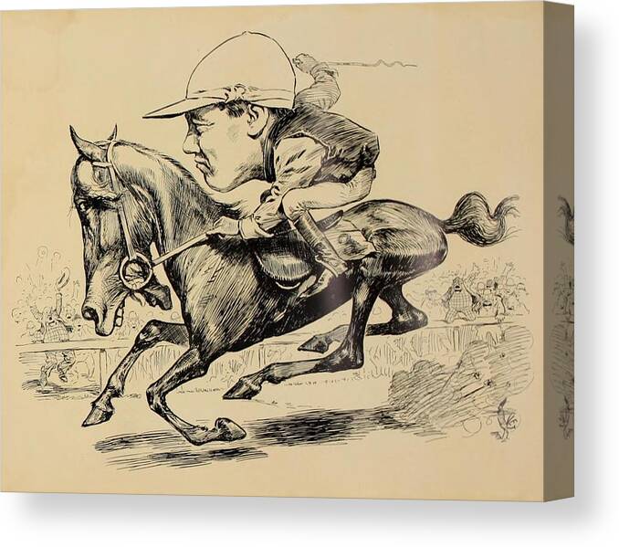 Illustration Canvas Print featuring the drawing Turf in Caricature 1900 - Fuller by Jesse Anderson