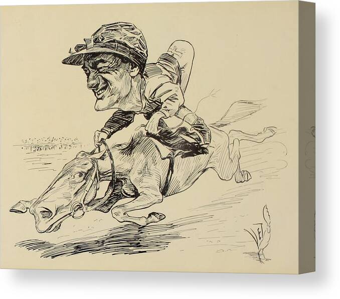 Illustration Canvas Print featuring the drawing Turf in Caricature 1900 - Matthews by Jesse Anderson