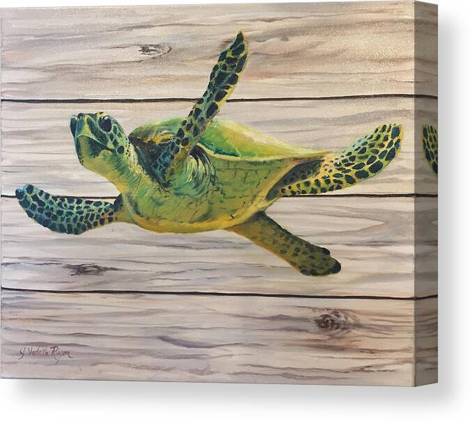 Sea Turtle Canvas Print featuring the painting Turtle Time by Judy Rixom