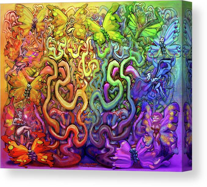 Twisted Canvas Print featuring the digital art Twisted Rainbow Magic by Kevin Middleton