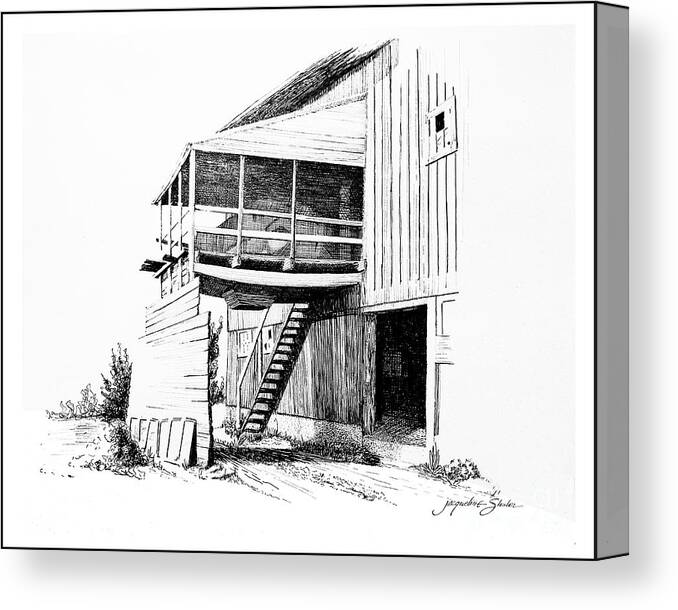 Barn Canvas Print featuring the drawing Waiting by Jacqueline Shuler