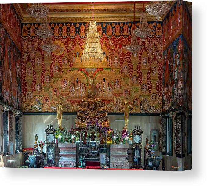 Scenic Canvas Print featuring the photograph Wat Hua Lamphong Phra Ubosot Principal Buddha Image DTHB0940 by Gerry Gantt