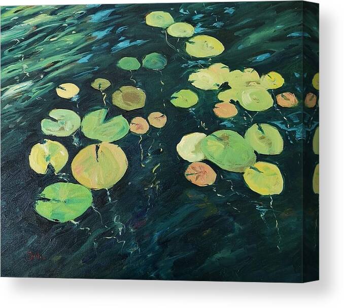 Waterlilies Canvas Print featuring the painting Waterlilies by Sheila Romard