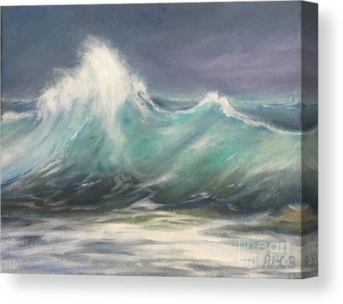 Waves Canvas Print featuring the painting Wave Watching by Rose Mary Gates